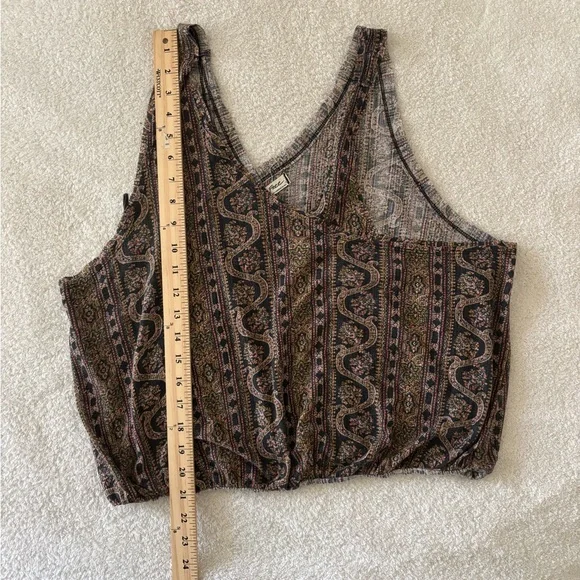 We The Free Black and Brown Embellished Cropped Tank Top - Picture 7 of 7